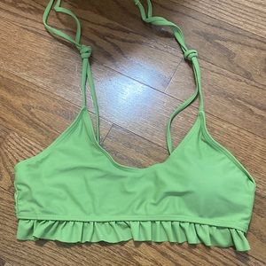 Green ruffled bikini top